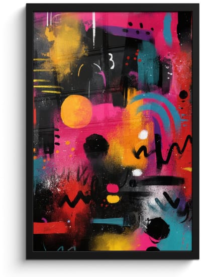 Poster in lijst - Fotolijst 40x60 cm - Posters - Kleurvlakken - Vormen - Kleurrijk - Abstract - Posterlijst zwart - Decoratie - Wanddecoratie woonkamer - Muurdecoratie slaapkamer