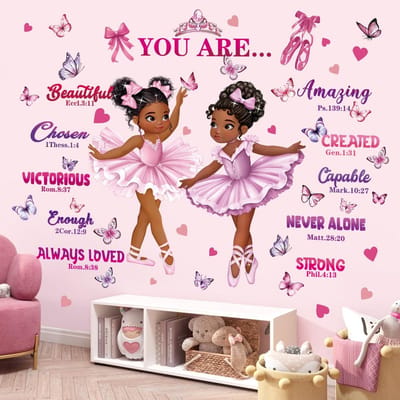 Dailygoody - Ballerina Wandstickers - Inspirerende Muursticker - Perfect voor Meisjeskamer - Decoratieve muurdecoratie - Creatieve uitstraling - Gesch...
