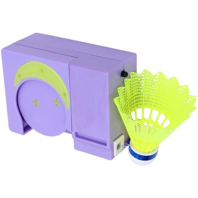 Kit d'entraînement automatique de badminton pour joueur solo, appareil d'auto-entraînement avec 6 volants et télécommande pour intérieur yellow