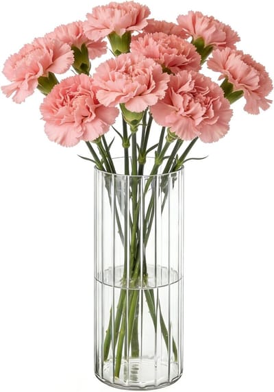 Breukbestendige Acryl Vaas - Lichtgewicht Cilindrische Bloemenvaas met Ribbelpatroon voor Plank, Open Haard en Tafel - 10 x 30 cm, Perfect voor Decoratie en Bloemstukken