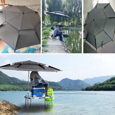 Strandparasol Ø2.2m UV Bescherming Waterdicht Windbestendig Kantelbaar 360° Draaibaar Tuin Parasol Visparasol Balkon Camping Outdoor met Ventilatie en Accessoires - Mobili Bella