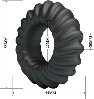 Power Escorts Vette Penisring - Outer Dia 55 MM Inner Dia 25 mm Siliconen Cockring - Zwart