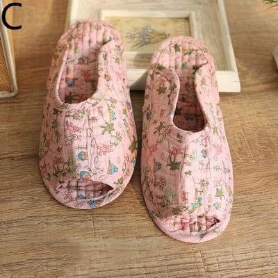 Vintage Korea Bloemen Huis Schoenen Pantoffels Vrouwen Katoenen Stof Huispantoffel Naaien Comfortabele Platte Schoenen Binnen Zacht Reizen 35-38-25cm white