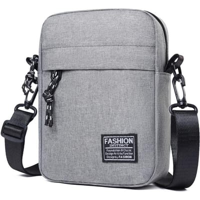 Sac Messager pour Homme, Mini Sac Bandoulière, Sac à Bandoulière Mode pour Homme, Sac Bandoulière Décontracté gris clair