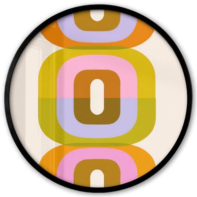 Poster in lijst Rond - Fotolijst 40x40 cm - Posters - Stapel - Vormen - Geblokt - Oranje - Ronde posterlijst zwart - Decoratie - Wanddecoratie woonkamer - Muurdecoratie slaapkamer