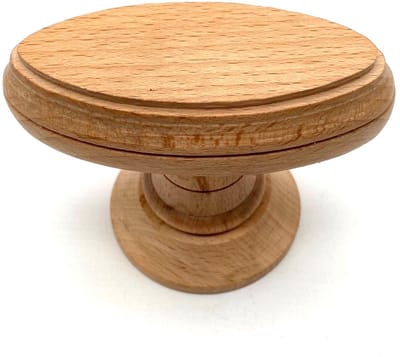 Beukenhout knopkruk op rozet - ovale deurkruk 95x45mm - 1 paar - onbehandeld met freesrand en kraag