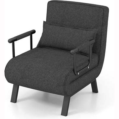 LotaHome - 4-in-1 Slaapstoel - Inklapbare Slaapbank - Uitklapbare Slaapstoel - Ligstoel - Vouwbed - Verstelbare Rugleuning - Logeerbed - Slaapfauteuil - 160 kg Draagvermogen - Zeer Comfortabel - Afneembare Hoes - Donkergrijs