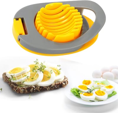 Eiersnijder - Professionele Kwalitatieve Eiersnijder - Egg slicer - Metalen Snijdraden - Eiersnijder - Snijden - Vaatwasbestendig - Metalen Houder - Stalen Eisnijder - Eisnijder - Ei-snijder - Ei Snijder - Grijs/Geel
