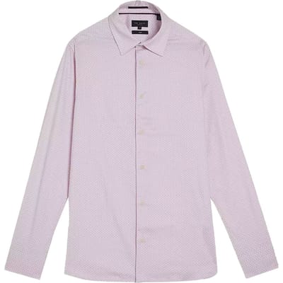 Ted Baker Faenza Heren Roze Geometrisch Overhemd