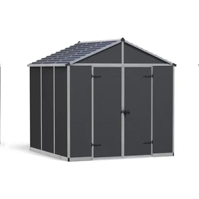 Canopia Metalen Tuinhuis Rubicon - Donkergrijs - 237x229cm - Enkele Deur - Met Vloer