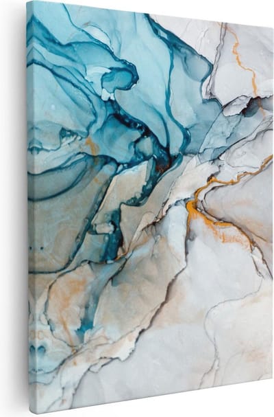 Artaza Canvas Schilderij Marmer Abstract - 40x50 cm - Wanddecoratie Woonkamer - Muurdecoratie Goud - Kamer Accessoires