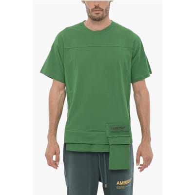 Effen AMAZON SEA FOAM T-shirt met ronde hals en tailleband in groen