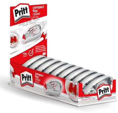 Thijox - Correctieroller Compact Flex met flexibele punt, push-pull functie, 10 m tape, 4,2 mm breed, perfect voor school, kantoor, creatief gebruik e