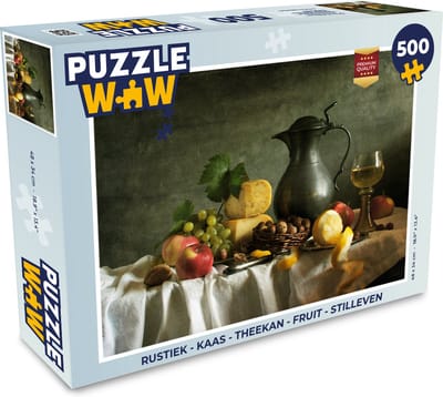 Puzzel Rustiek - Kaas - Theekan - Fruit - Stilleven - Legpuzzel - Puzzel 500 stukjes