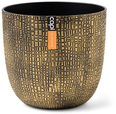 Capi Europe - Bloempot bol Skin 'made with' goud - 13x12 - Goud - Bloempot voor binnen en buiten - Capi ‘Made with’ - Gemaakt van gerecycled materiaal - Levenslang garantie - ISGB533