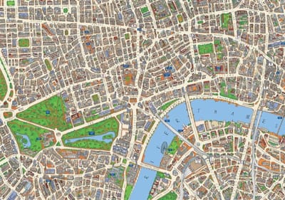 Kaart Puzzel - Stadsplattegrond Londen - Ontspannen Vrije Tijd - Gedetailleerd Stadsbeeld - 48x69 cm - Multi