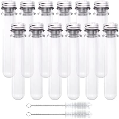 Dailygoods- Proefbuis 45ml - Set van 12 - Met Schroefdop - Transparant - Voor Laboratorium/Creatief Gebruik - Robuust en Lekvrij - Laboratoriumtubes
