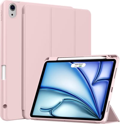 Hoes Geschikt voor Apple iPad Air 11 inch (2026, M4/2025, M3/2024, M2) - Roze - Casemania Tablet Case met Penhouder - Beschermhoes Smart Cover