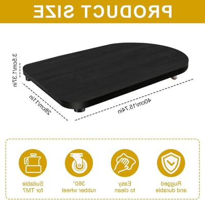 Houten glijplank met 360° wielen voor Thermomix TM7, hoogwaardig accessoires voor moeiteloos glijden, antislip rubberen voeten voor een veilige stand