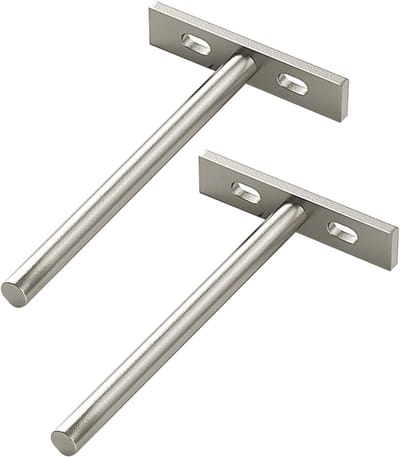 Scheidingswandhouders Set - Onzichtbare Plankdragers - Zwevend Effect Creëren - Verborgen T-vormig Design - 76 mm - Zilver