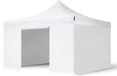 4x4 m Easy Up partytent Vouwpaviljoen met zijwanden, PROFESSIONAL alu 40mm, wit