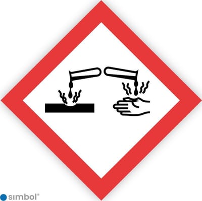 Simbol - Sticker GHS05 Corrosief - Corrosive - Duurzame Kwaliteit - Formaat 10 x 10 cm.