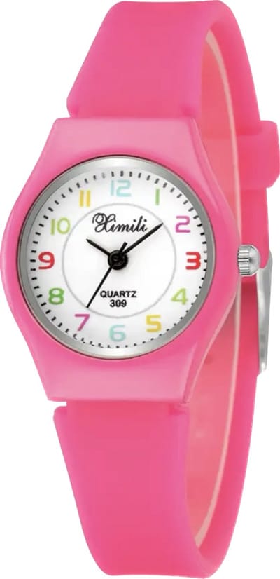 Hidzo Kinderhorloge - Analoog - Licht Roze - Siliconen - Inclusief Horlogedoosje