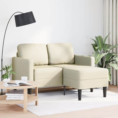 vidaXL - 2-zitsbank - met - ligstoel - L-vormig - crèmekleurig - 125 - cm - kunstleer