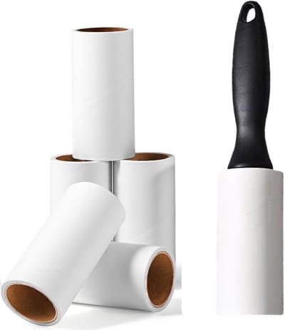 Kleding rollers - 1 kledingrollers+extra 5 rollen - Verwijdert haren - Kleefrollers - Katten en honden haren - Pluisrollers - Stofroller - Plakroller - 60 vellen/rollen - Kledingborstel - Zwart