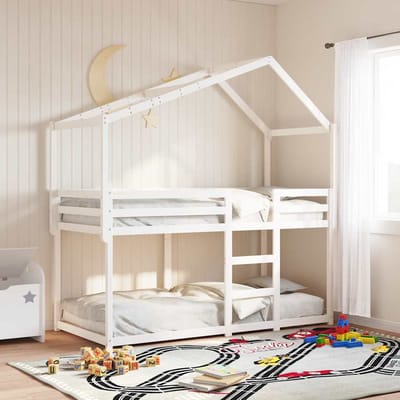 vidaXL - Kinderbedhuisje - 203x80,5x142 - cm - massief - grenenhout - wit
