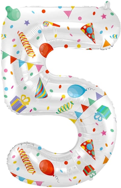 Folat - Folieballon Cijfer 5 Joyful Party - 86 cm