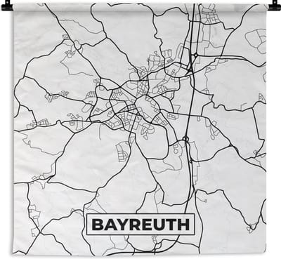 Wandkleed - Wanddoek - Bayreuth - Plattegrond - Kaart - Stadskaart - 180x180 cm - Wandtapijt