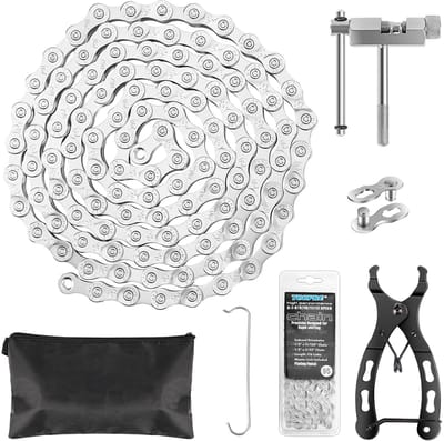 SnelShoppen - Fietsketting 9/18/27 Versnellingen Set met Fietsgereedschap, 1/2 x 11/128 inch, 116 Schakels, Roestvrijstalen Ketting, Kettingpons, Fiet