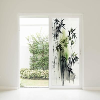 Raamfolie Privacy Groen - Glasfolie Zonder Lijm - Ramen Decoreren - Statisch Plakfolie - 60x116cm - Zwart