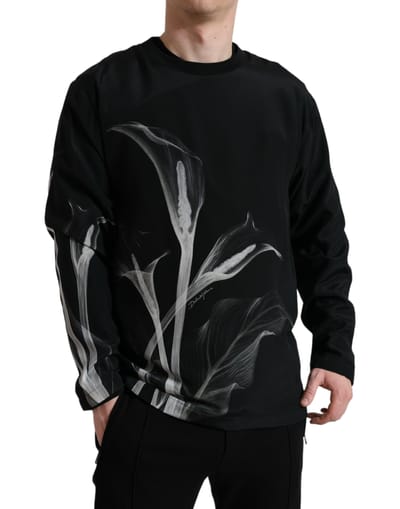Calla Lelie Print Sweatshirt Lange Mouwen Ronde Hals
