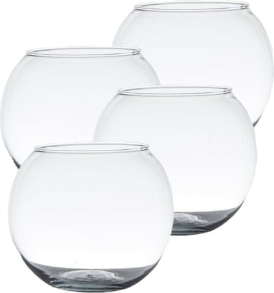 Hakbijl glas Waxinelichthouder - Voordeelset van 4x stuks - transparante kaarsenhouder - 7 x 9 cm