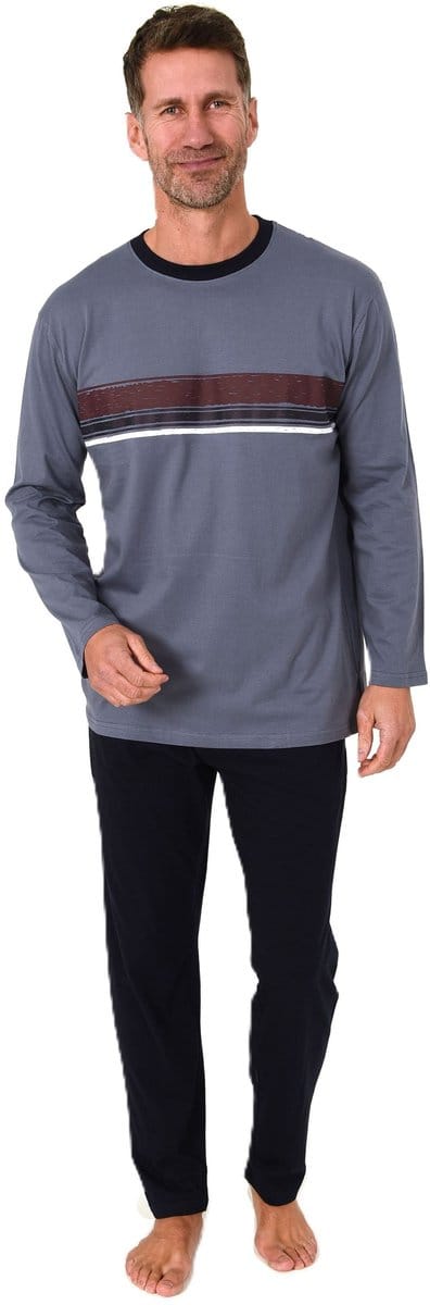 Normann heren pyjama met lange mouwen en sportieve print op de voorkant - ook in grote maten