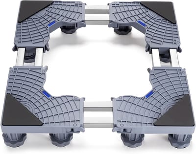 Verstelbaar wasmachine-onderstel met 12 poten, antislip en schokdemping, ideaal voor wasmachine, koelkast en droger (45-68 cm)