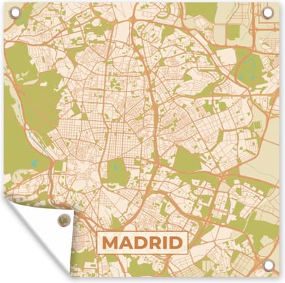 Tuin poster Madrid - Stadskaart - Kaart -Plattegrond - Vintage - 200x200 cm - Tuindoek