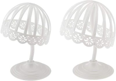 Wighouder voor Kinderen - Set van 2 Stuks - Wit Plastic - Ideaal voor Haarstylings, Kapper en Salon Gebruik - 45 cm Hoog