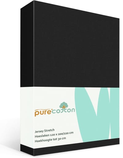 Hoeslaken 120x200 - tot 30 cm Hoekhoogte - 100% Katoen Jersey - Meer Kleuren - Strijkvrij - Lange Levensduur - Zwart