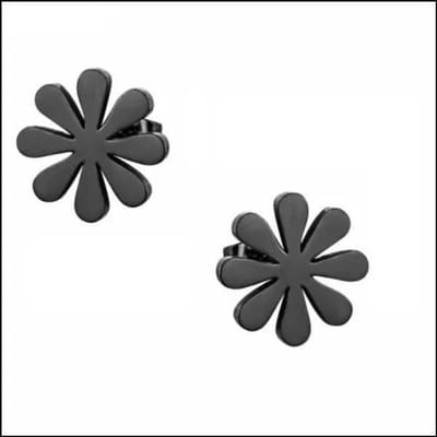 Rvs sieraden -Zwarte Stalen oorbellen bloem -10mm - dames