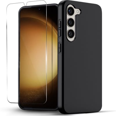 Hoesje Geschikt voor Samsung Galaxy S23 Zwart Telefoonhoesje - Anti-Shock Case Cover met 1x Screenprotector
