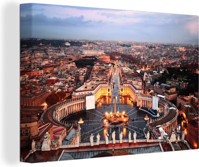 Canvas Schilderij Rome - Plein - Stad - 60x40 cm - Wanddecoratie