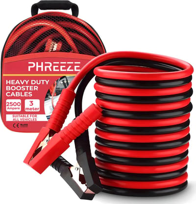 Phreeze Startkabels voor Auto, Vrachtwagen, Bus en Boot - 2500A - Extra Dikke Startkabel 35 MM2 - 3 Meter - Met Opbergtas - Starthulp - Startkabelset voor Benzine, Diesel, Hybride