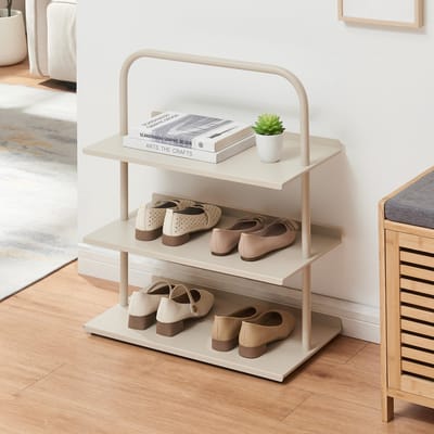 Schoenenrek Poytya met 3 planken champagne 73x60x32 cm [en.casa]