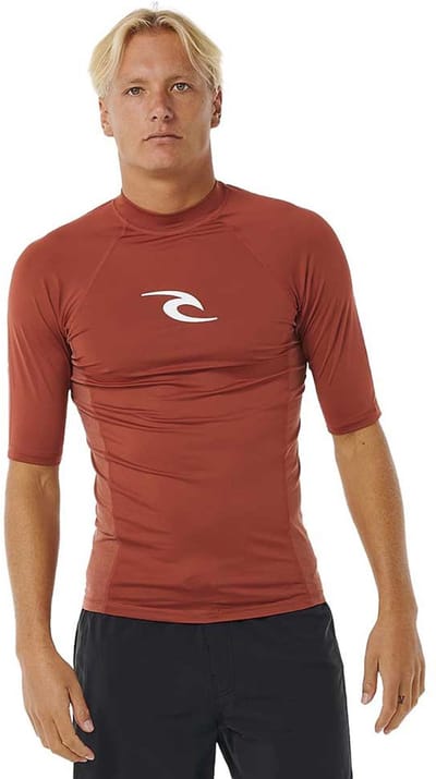 Rip Curl Waves Upf Perf Korte Mouw Rash Guard Oranje XS Man