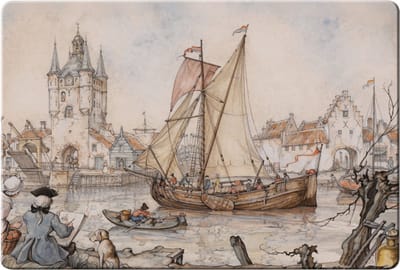 4 stuks - Placemat: Zeilboot, Anton Pieck