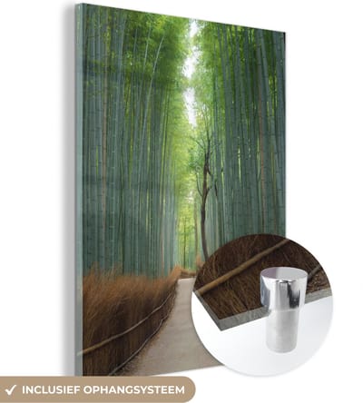 MuchoWow® Glasschilderij 30x40 cm - Schilderij acrylglas - Bamboe - Pad - Bos - Foto op glas - Schilderijen
