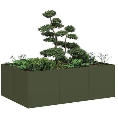 vidaXL - Plantenbak - 120x80x40 - cm - staal - olijfgroen